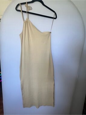 Old Navy One-Shoulder Slip Dress in Light Cream